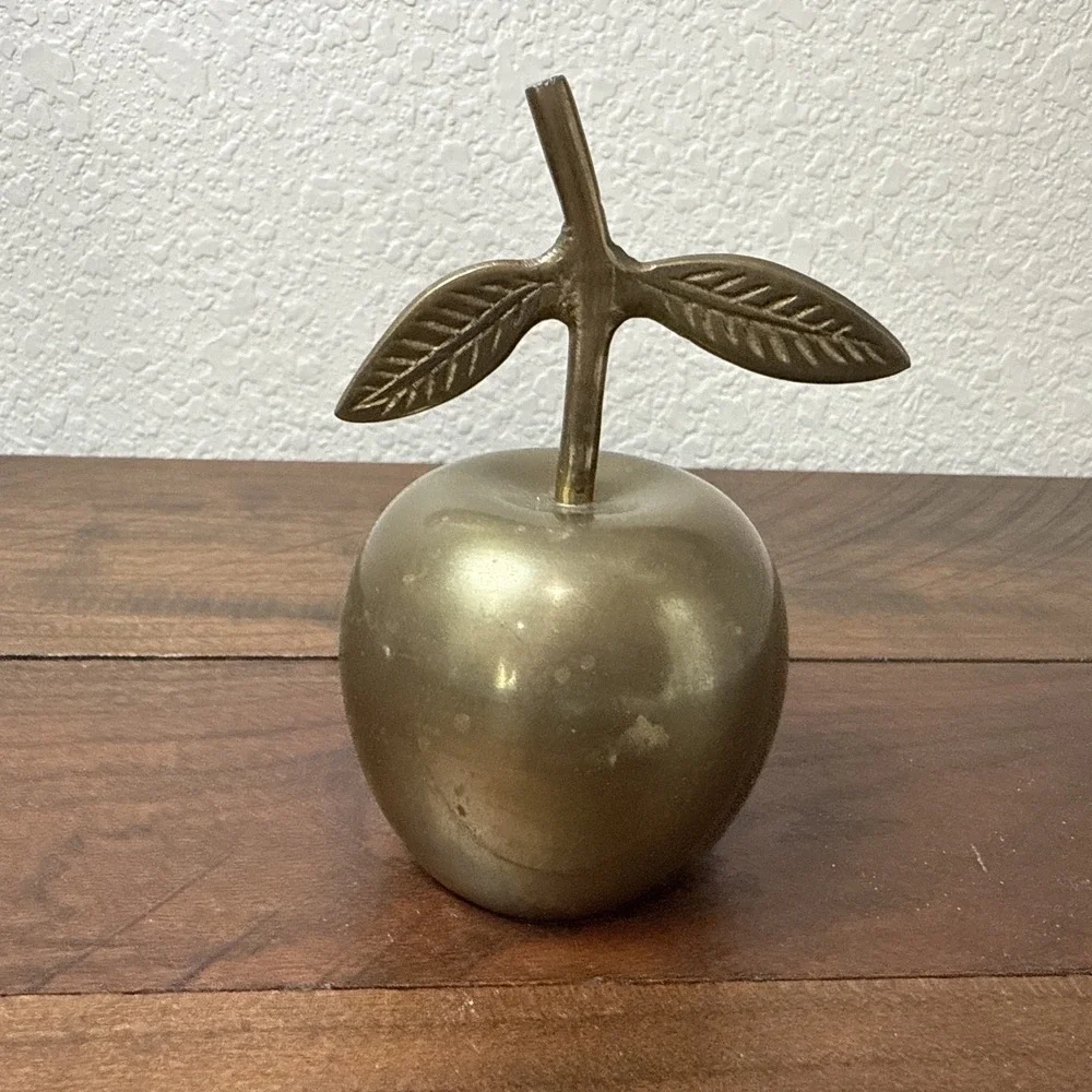 Vintage Brass Apple Bell with Nice Patina and Ring Tone
